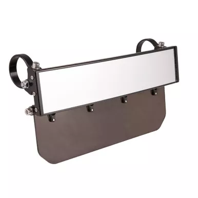 12 Wide Panoramic Rearview Mirror with Folding Sun Visor Solid Black Shield by AXIA ALLOYS