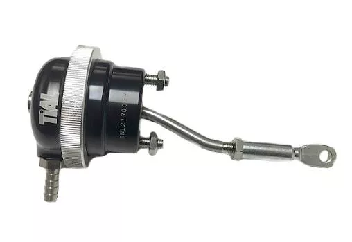 Billet Wastegate Actuator, TiAl PN: 005473, MVI-2.5, BLACK, 6 PSI, Bent Rod, PLUS BONUS Rod End Kit