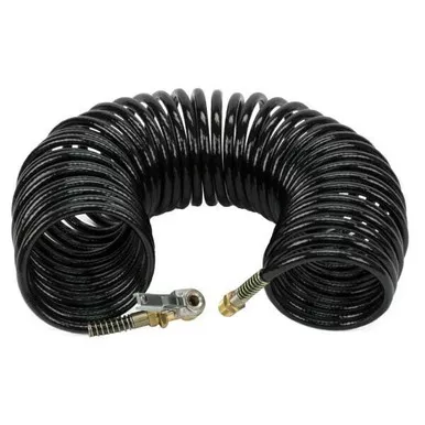 VIAIR 35 Ft. Portable Air Compressor Extension Inside Braided Black Coil Hose with Air Chuck
